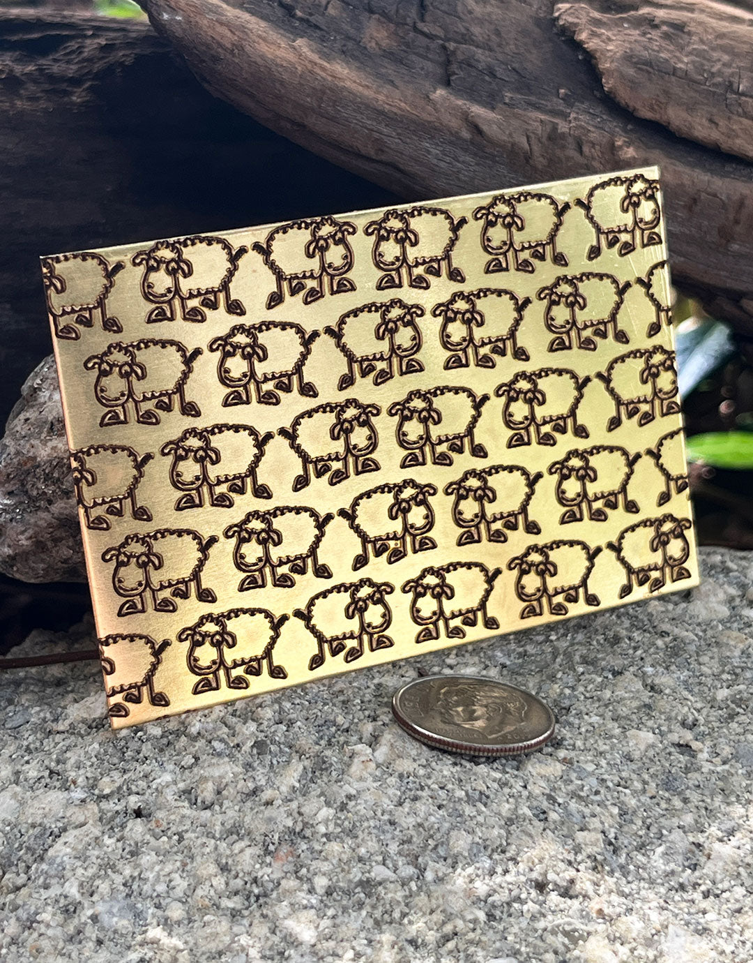 XLP0071 = Sheep Laser Engraved Metal Sheet 3x2" = Textured Jewelry Blank = Copper, Brass & More