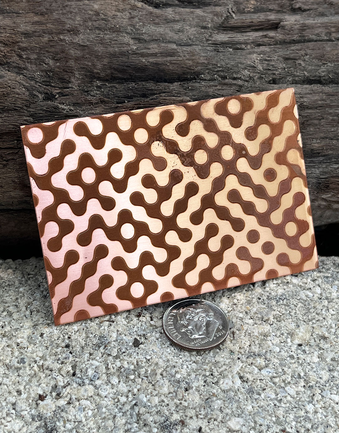 XLP0072 = Dot Maze Laser Engraved Metal Sheet 3x2" = Textured Jewelry Blank = Copper, Brass & More