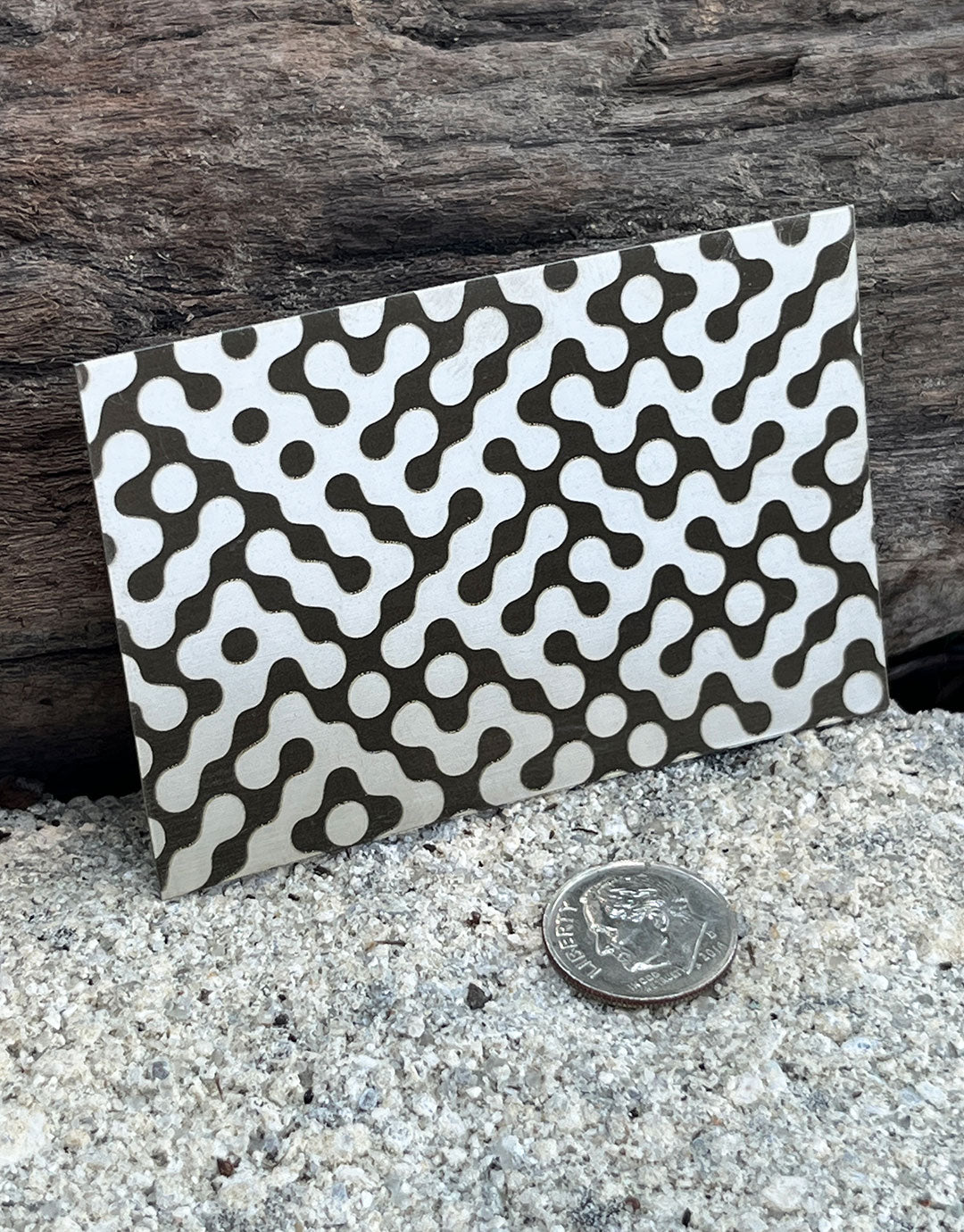 XLP0072 = Dot Maze Laser Engraved Metal Sheet 3x2" = Textured Jewelry Blank = Copper, Brass & More
