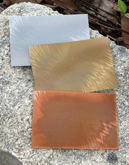 XLP0073 = Abstract Curves Laser Engraved Metal Sheet 3x2" = Textured Jewelry Blank = Copper, Brass & More