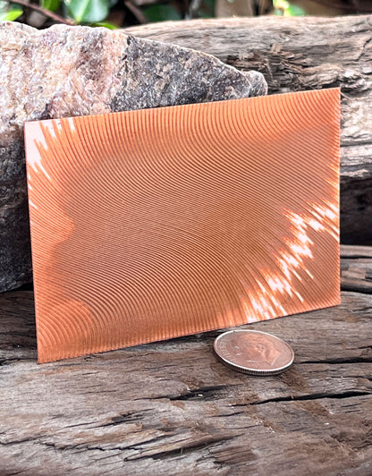XLP0073 = Abstract Curves Laser Engraved Metal Sheet 3x2" = Textured Jewelry Blank = Copper, Brass & More