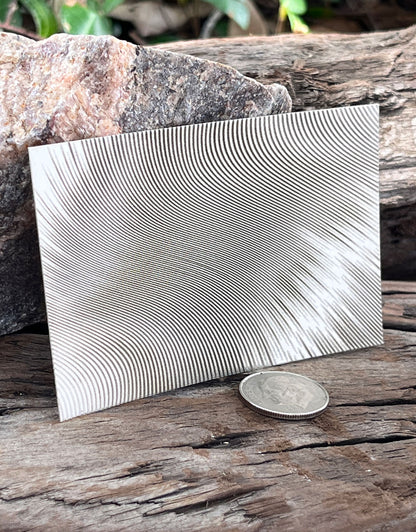 XLP0073 = Abstract Curves Laser Engraved Metal Sheet 3x2" = Textured Jewelry Blank = Copper, Brass & More