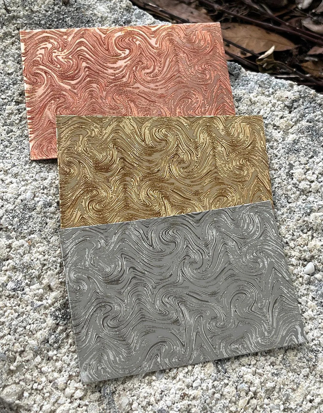 XLP0074 = Oily Surface Laser Engraved Metal Sheet 3x2" = Textured Jewelry Blank = Copper, Brass & More