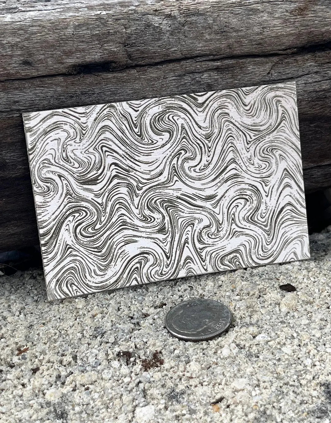 XLP0074 = Oily Surface Laser Engraved Metal Sheet 3x2" = Textured Jewelry Blank = Copper, Brass & More
