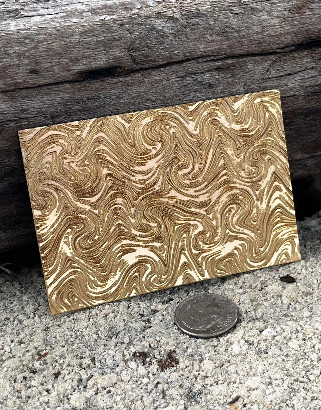 XLP0074 = Oily Surface Laser Engraved Metal Sheet 3x2" = Textured Jewelry Blank = Copper, Brass & More