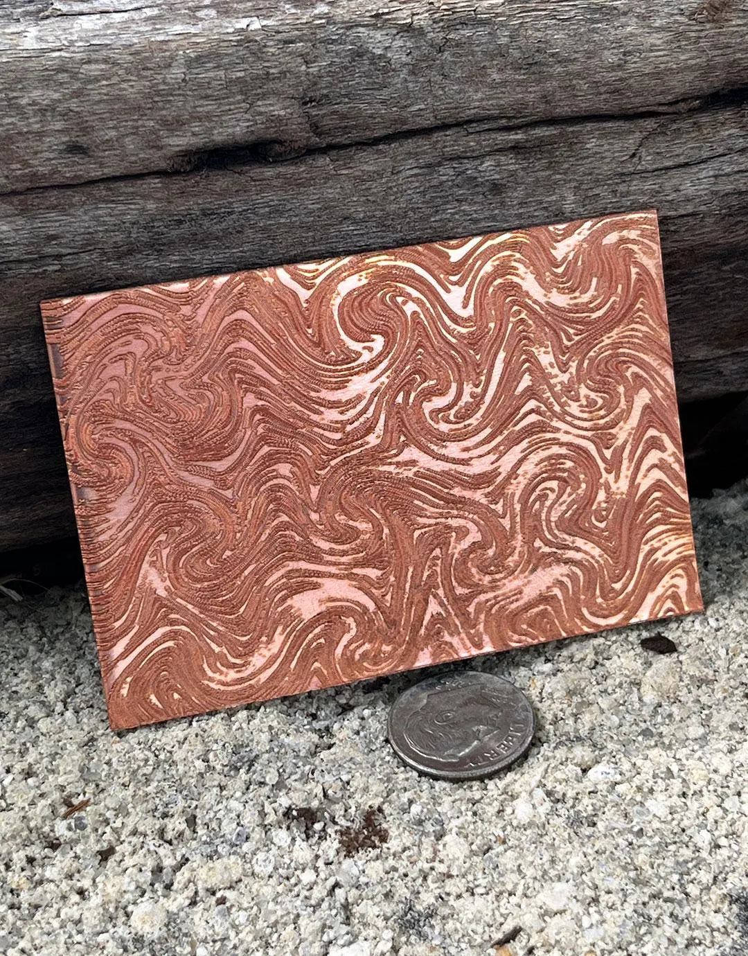XLP0074 = Oily Surface Laser Engraved Metal Sheet 3x2" = Textured Jewelry Blank = Copper, Brass & More