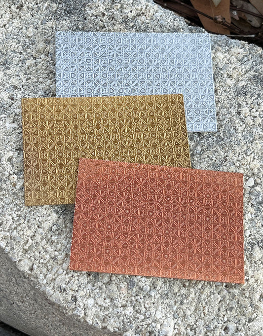 XLP0075 = Quilted Grid Laser Engraved Metal Sheet 3x2" = Textured Jewelry Blank = Copper, Brass & More