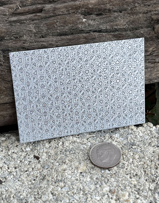 XLP0075 = Quilted Grid Laser Engraved Metal Sheet 3x2" = Textured Jewelry Blank = Copper, Brass & More