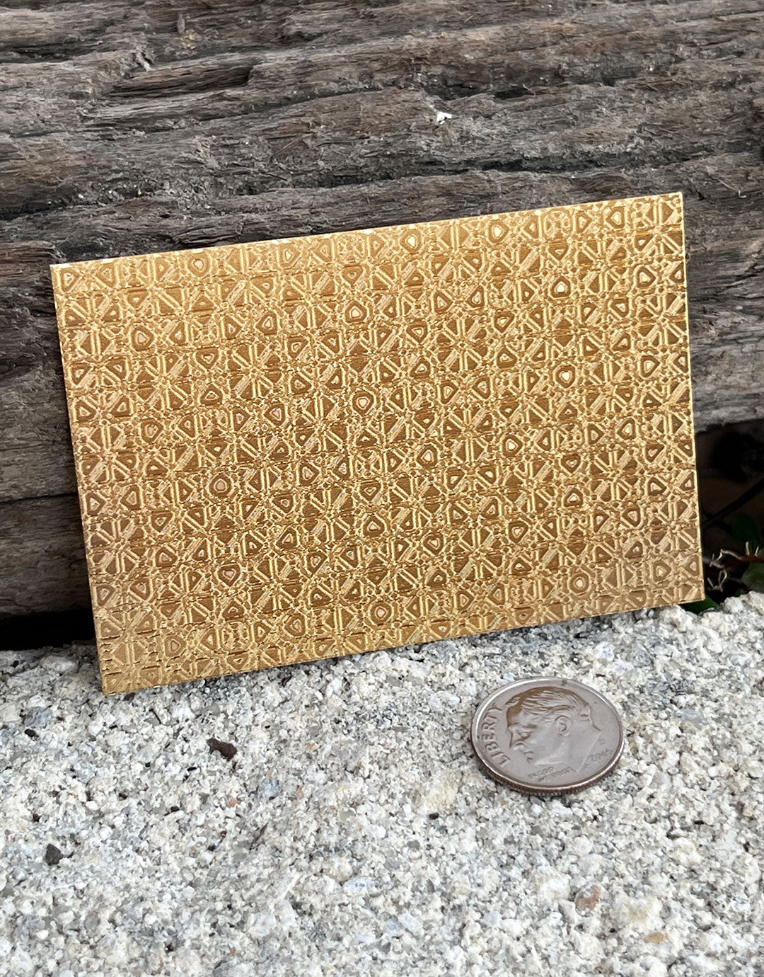 XLP0075 = Quilted Grid Laser Engraved Metal Sheet 3x2" = Textured Jewelry Blank = Copper, Brass & More