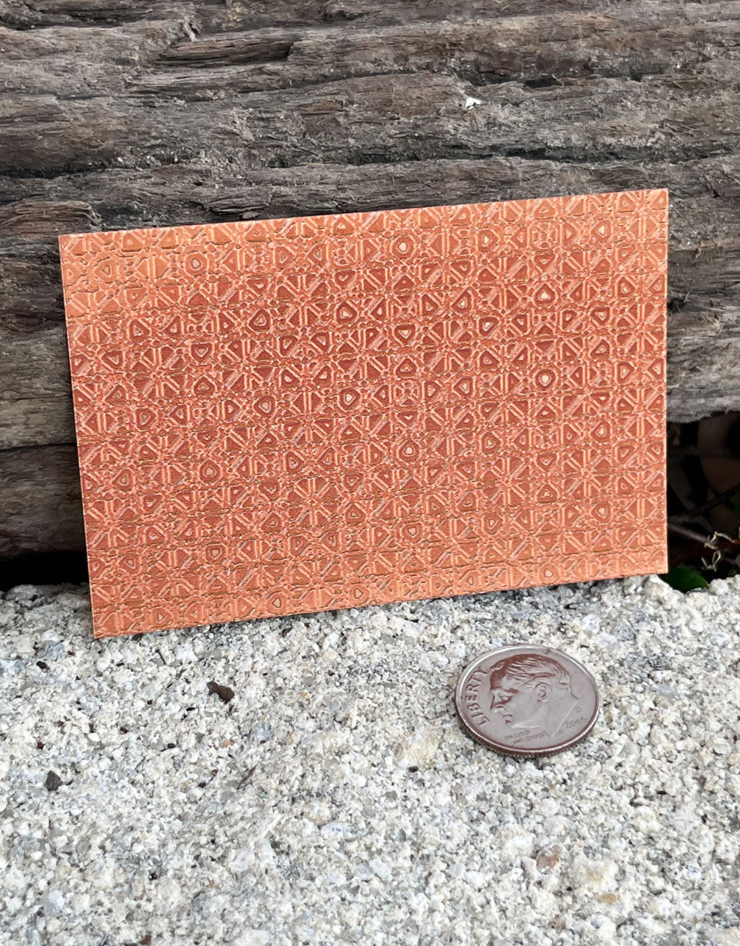 XLP0075 = Quilted Grid Laser Engraved Metal Sheet 3x2" = Textured Jewelry Blank = Copper, Brass & More