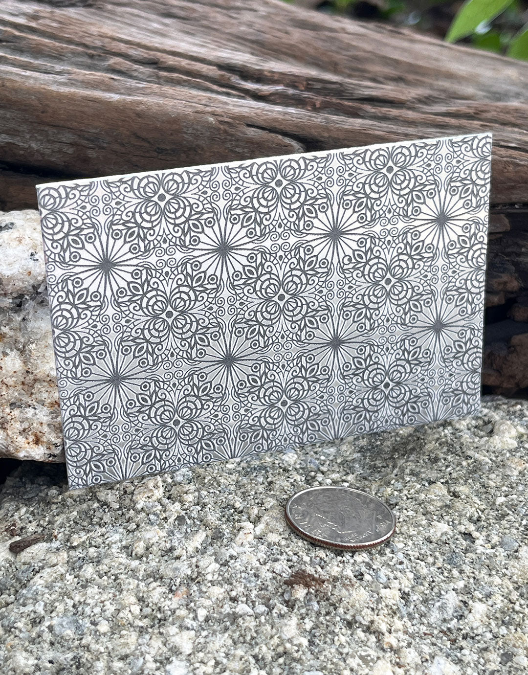 XLP0076 =Floral Tiles Laser Engraved Metal Sheet 3x2" = Textured Jewelry Blank = Copper, Brass & More