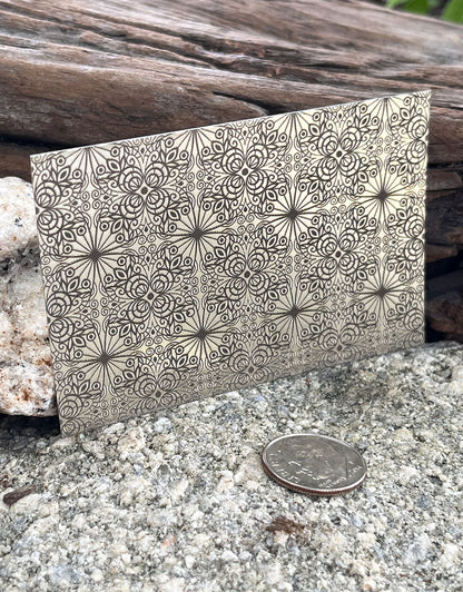 XLP0076 =Floral Tiles Laser Engraved Metal Sheet 3x2" = Textured Jewelry Blank = Copper, Brass & More