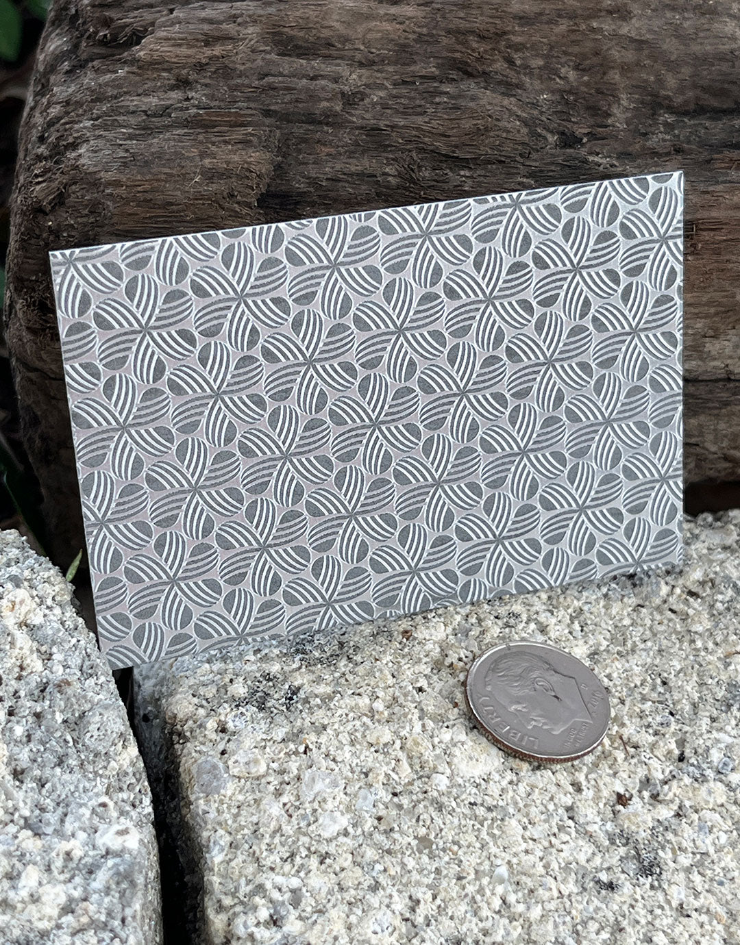 XLP0077 = Repeating Flowers Laser Engraved Metal Sheet 3x2" = Textured Jewelry Blank = Copper, Brass & More