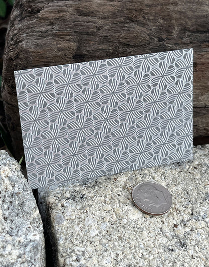 XLP0077 = Repeating Flowers Laser Engraved Metal Sheet 3x2" = Textured Jewelry Blank = Copper, Brass & More