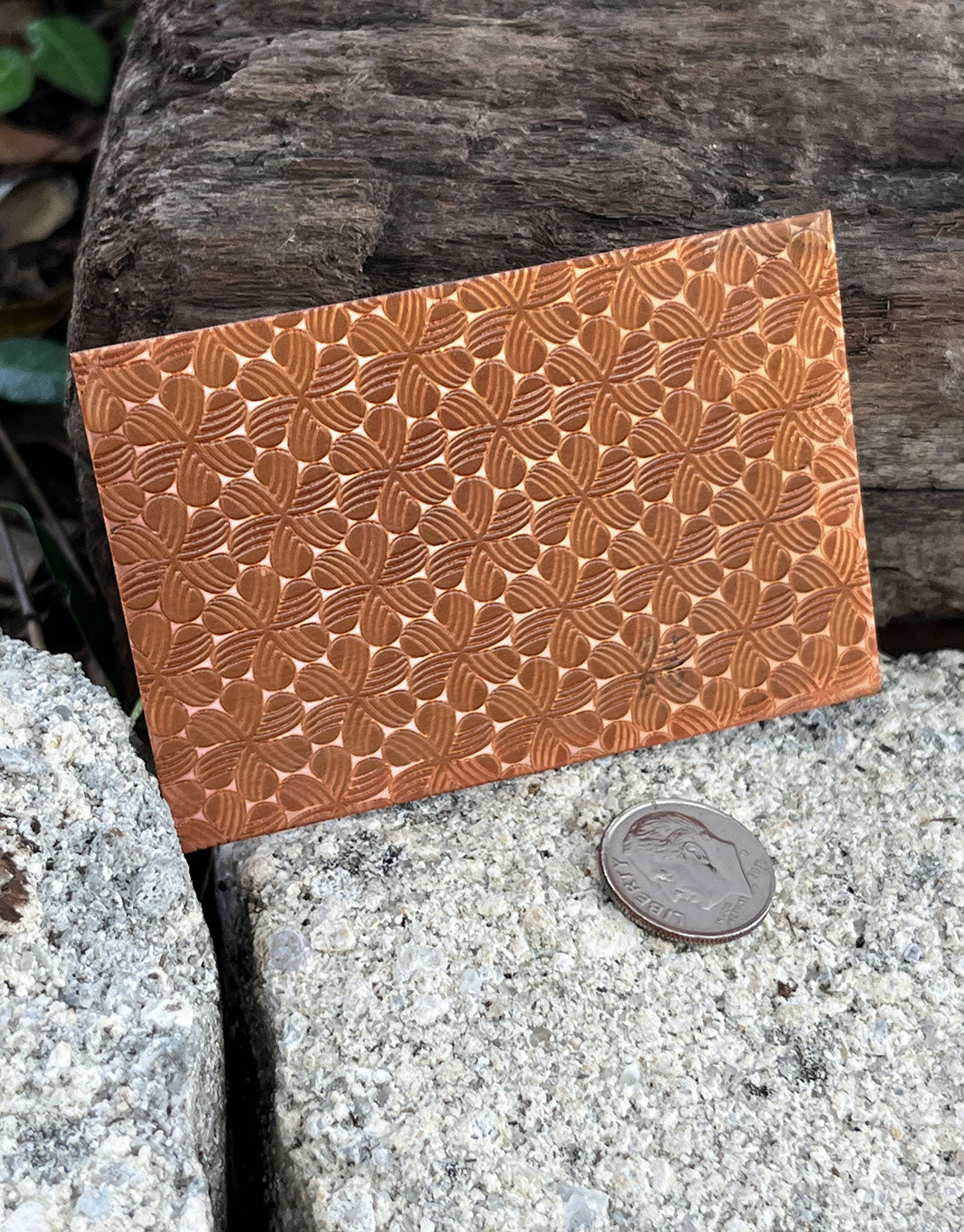 XLP0077 = Repeating Flowers Laser Engraved Metal Sheet 3x2" = Textured Jewelry Blank = Copper, Brass & More