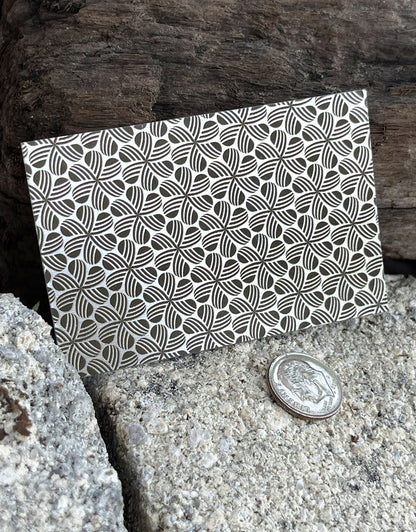 XLP0077 = Repeating Flowers Laser Engraved Metal Sheet 3x2" = Textured Jewelry Blank = Copper, Brass & More