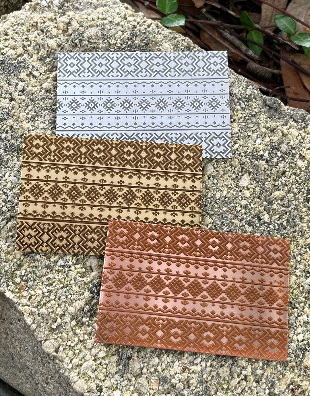 XLP0078 = Ethnic 1 Laser Engraved Metal Sheet 3x2" = Textured Jewelry Blank = Copper, Brass & More