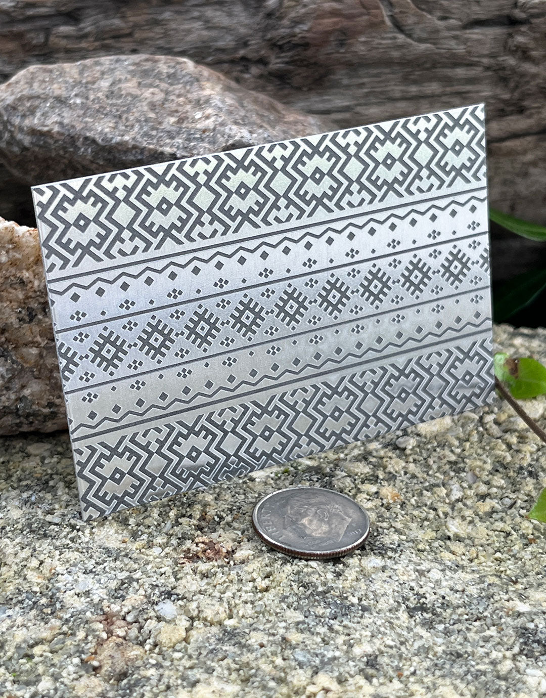 XLP0078 = Ethnic 1 Laser Engraved Metal Sheet 3x2" = Textured Jewelry Blank = Copper, Brass & More