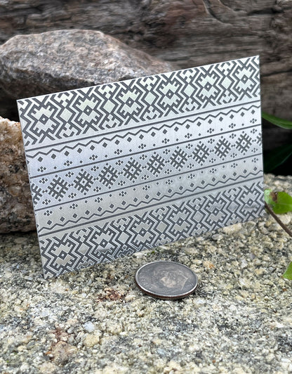 XLP0078 = Ethnic 1 Laser Engraved Metal Sheet 3x2" = Textured Jewelry Blank = Copper, Brass & More
