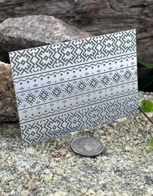 XLP0078 = Ethnic 1 Laser Engraved Metal Sheet 3x2" = Textured Jewelry Blank = Copper, Brass & More