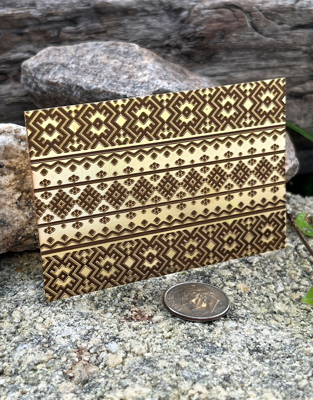 XLP0078 = Ethnic 1 Laser Engraved Metal Sheet 3x2" = Textured Jewelry Blank = Copper, Brass & More