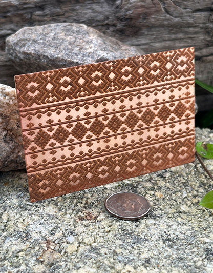 XLP0078 = Ethnic 1 Laser Engraved Metal Sheet 3x2" = Textured Jewelry Blank = Copper, Brass & More