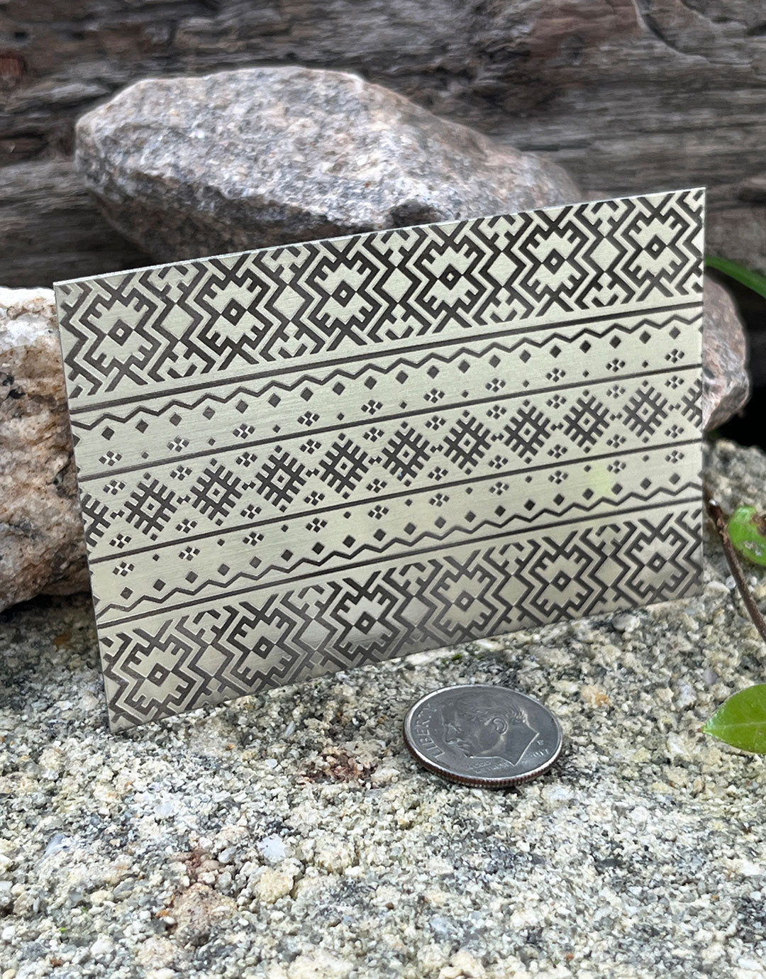 XLP0078 = Ethnic 1 Laser Engraved Metal Sheet 3x2" = Textured Jewelry Blank = Copper, Brass & More