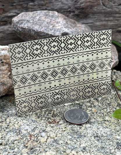 XLP0078 = Ethnic 1 Laser Engraved Metal Sheet 3x2" = Textured Jewelry Blank = Copper, Brass & More