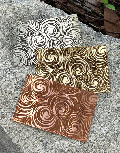 XLP0079 = Abstract Swirls Laser Engraved Metal Sheet 3x2" = Textured Jewelry Blank = Copper, Brass & More