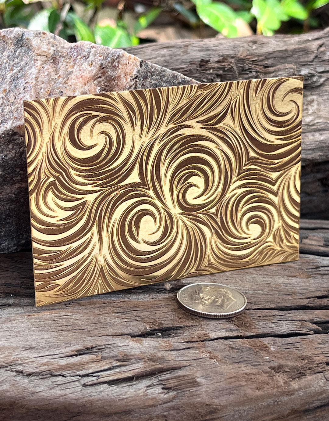 XLP0079 = Abstract Swirls Laser Engraved Metal Sheet 3x2" = Textured Jewelry Blank = Copper, Brass & More