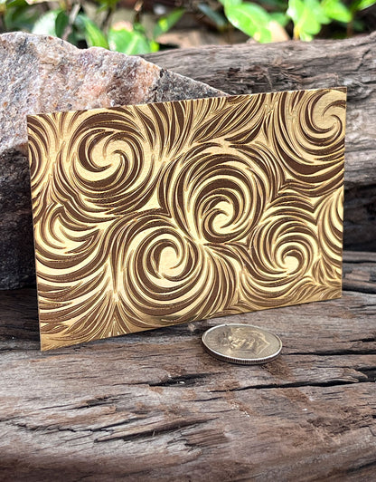 XLP0079 = Abstract Swirls Laser Engraved Metal Sheet 3x2" = Textured Jewelry Blank = Copper, Brass & More