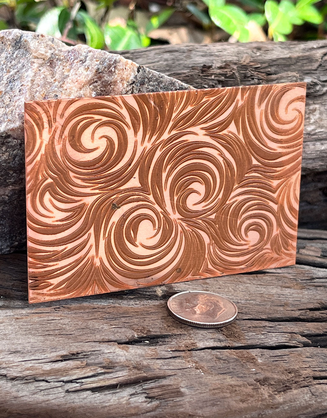 XLP0079 = Abstract Swirls Laser Engraved Metal Sheet 3x2" = Textured Jewelry Blank = Copper, Brass & More