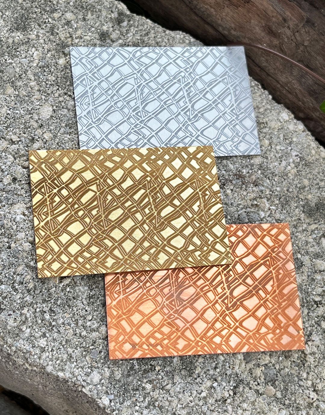 XLP0080 = 3D Snake Skin Laser Engraved Metal Sheet 3x2" = Textured Jewelry Blank = Copper, Brass & More