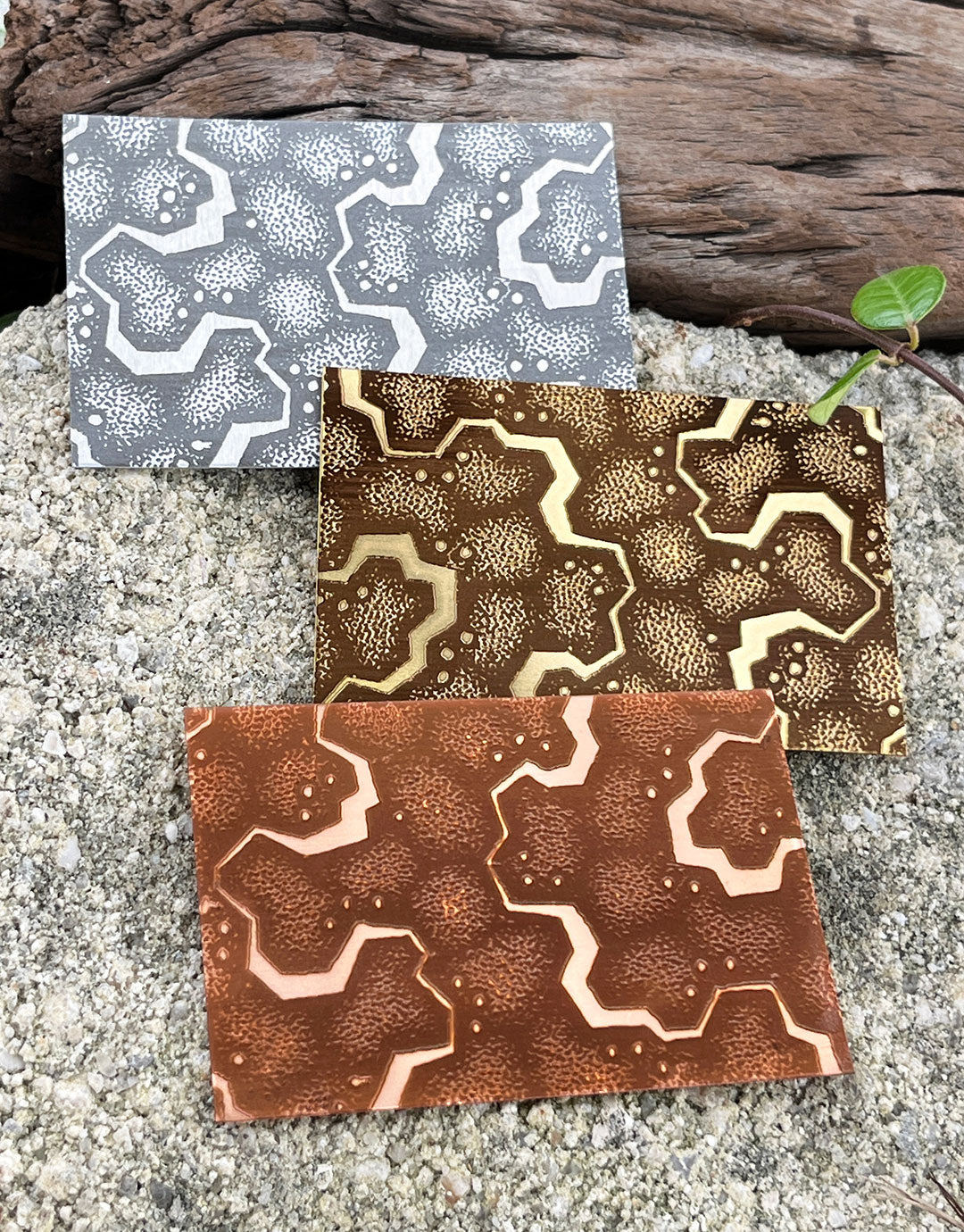 XLP0083 = Alsatian Ribbon Pattern Laser Engraved Metal Sheet 3x2" = Textured Jewelry Blank = Copper, Brass & More