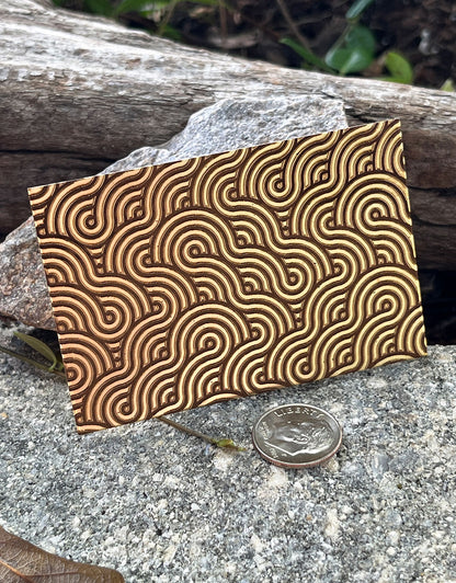 XLP0088 = Japanese Swirls Laser Engraved Metal Sheet 3x2" = Textured Jewelry Blank = Copper, Brass & More