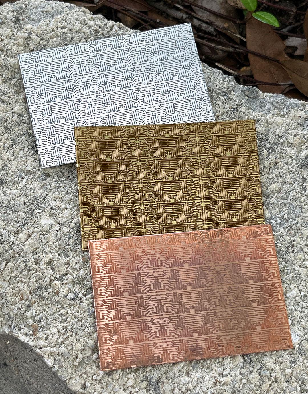 XLP0089 = Circuits Laser Engraved Metal Sheet 3x2" = Textured Jewelry Blank = Copper, Brass & More