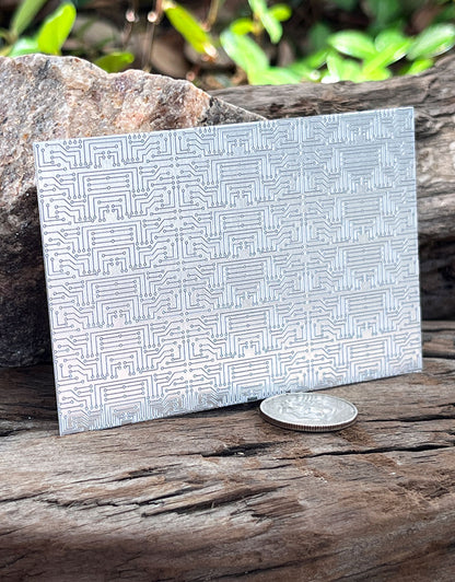 XLP0089 = Circuits Laser Engraved Metal Sheet 3x2" = Textured Jewelry Blank = Copper, Brass & More