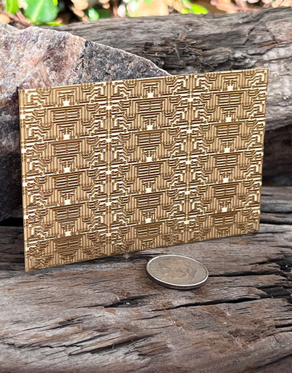 XLP0089 = Circuits Laser Engraved Metal Sheet 3x2" = Textured Jewelry Blank = Copper, Brass & More