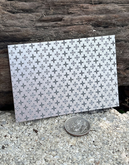 XLP0090 = Black and White Crosses Laser Engraved Metal Sheet 3x2" = Textured Jewelry Blank = Copper, Brass & More