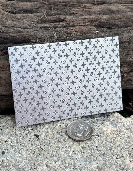 XLP0090 = Black and White Crosses Laser Engraved Metal Sheet 3x2" = Textured Jewelry Blank = Copper, Brass & More