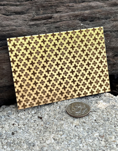 XLP0090 = Black and White Crosses Laser Engraved Metal Sheet 3x2" = Textured Jewelry Blank = Copper, Brass & More