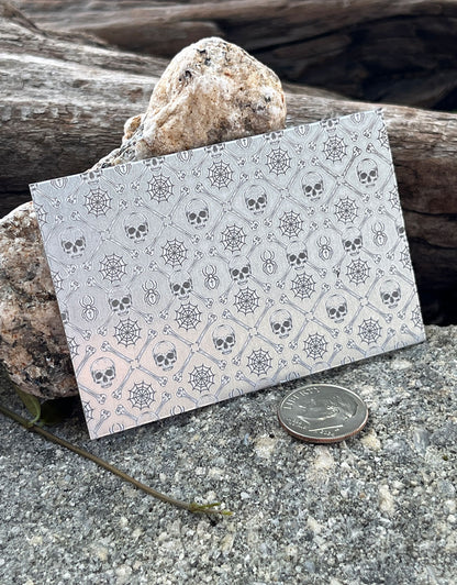 XLP0095 = Spooky Grid Laser Engraved Metal Sheet 3x2" = Textured Jewelry Blank = Copper, Brass & More
