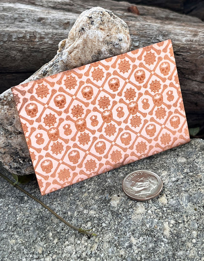 XLP0095 = Spooky Grid Laser Engraved Metal Sheet 3x2" = Textured Jewelry Blank = Copper, Brass & More
