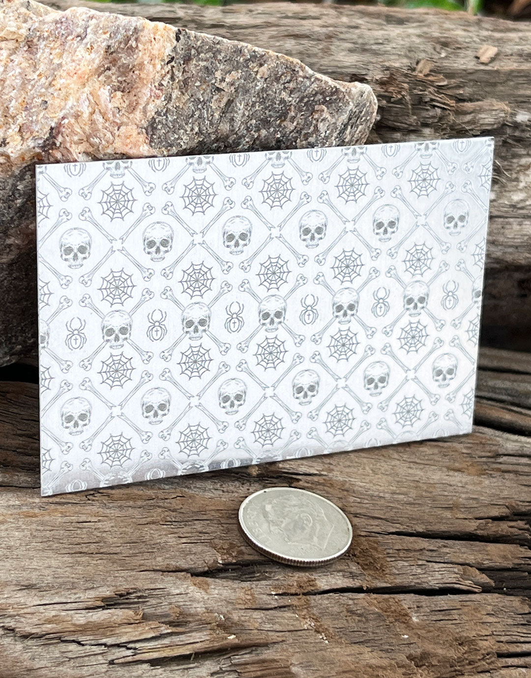 XLP0096 =Gothic Skulls Laser Engraved Metal Sheet 3x2" = Textured Jewelry Blank = Copper, Brass & More