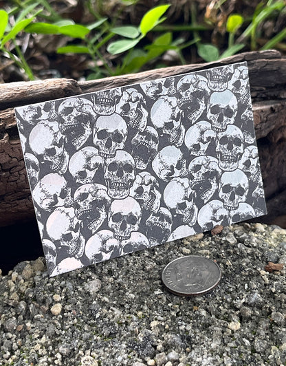 XLP0097 = Pile of Skulls Laser Engraved Metal Sheet 3x2" = Textured Jewelry Blank = Copper, Brass & More
