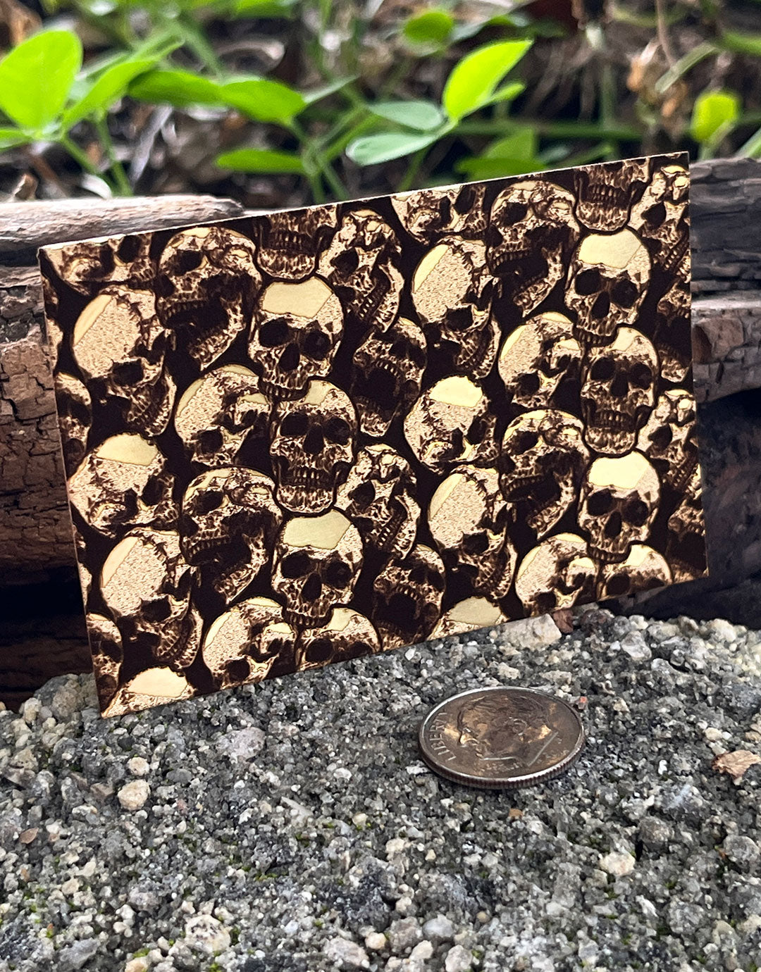 XLP0097 = Pile of Skulls Laser Engraved Metal Sheet 3x2" = Textured Jewelry Blank = Copper, Brass & More