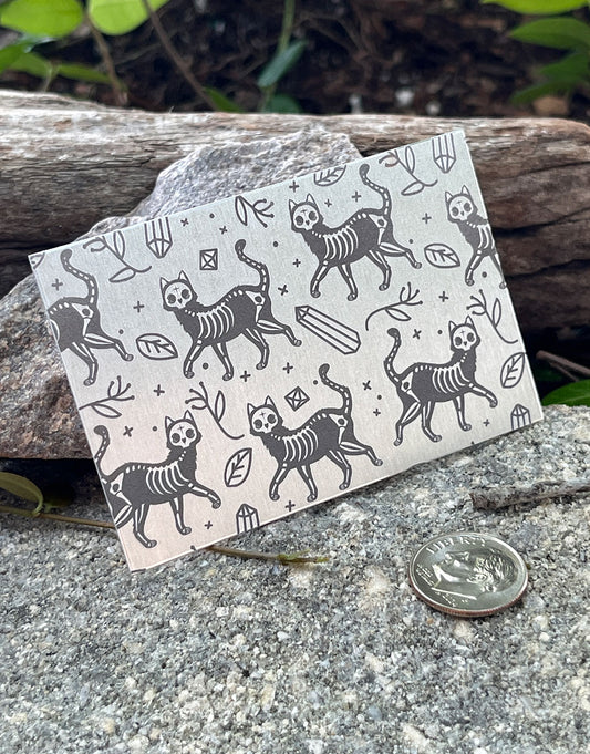 XLP0099 = Spooky Cats Laser Engraved Metal Sheet 3x2" = Textured Jewelry Blank = Copper, Brass & More
