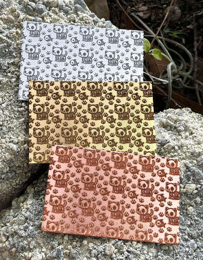 XLP0100 = Skulls and Hearts Laser Engraved Metal Sheet 3x2" = Textured Jewelry Blank = Copper, Brass & More
