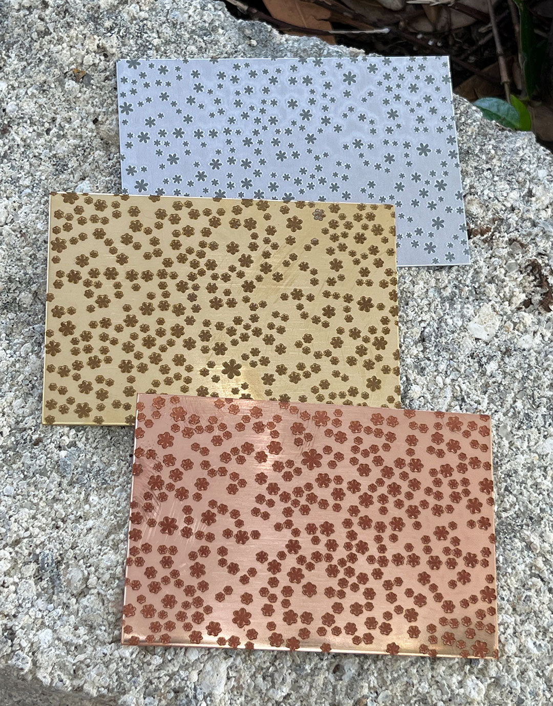 XLP0103 = Flower Sprinkles Laser Engraved Metal Sheet 3x2" = Textured Jewelry Blank = Copper, Brass & More