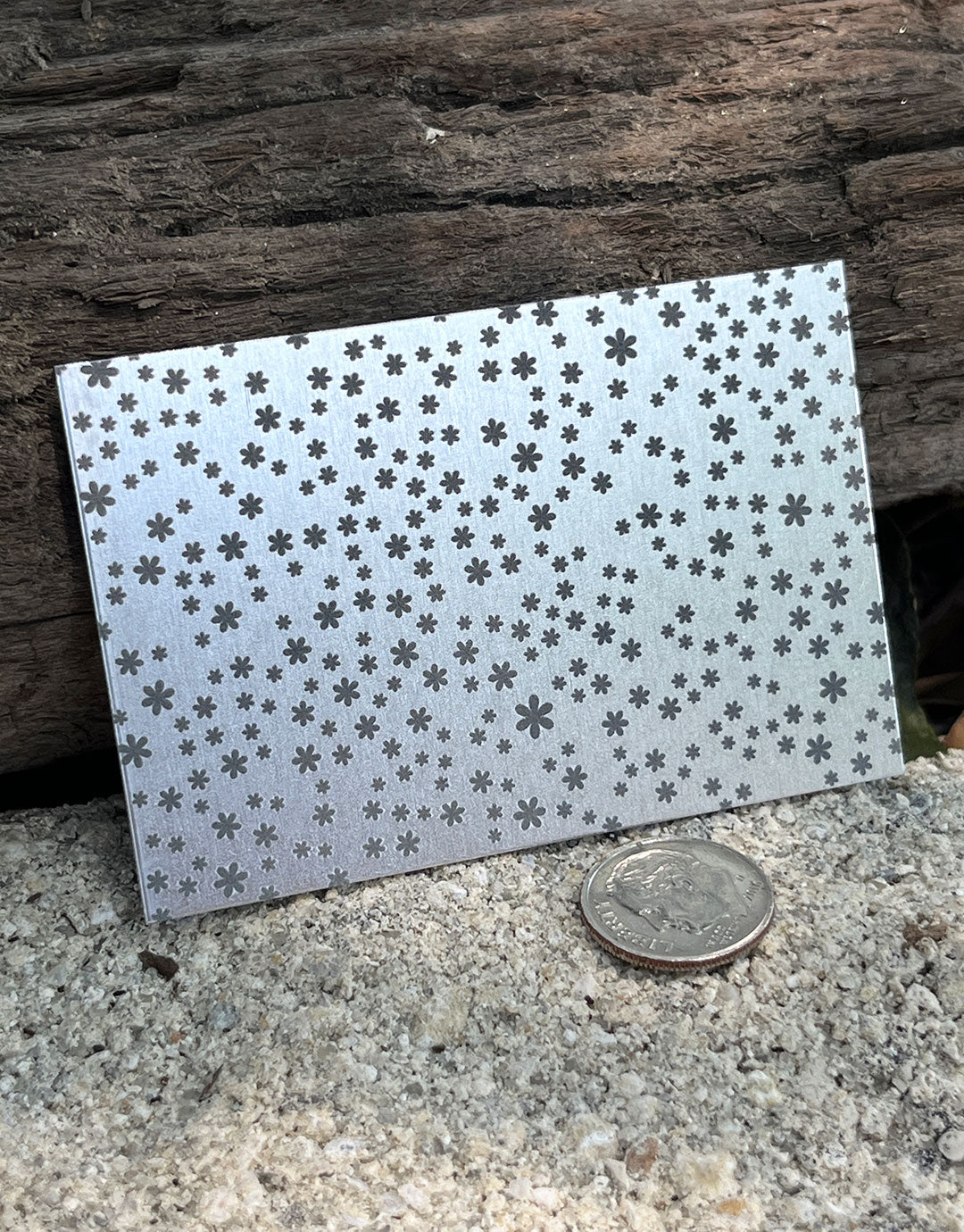 XLP0103 = Flower Sprinkles Laser Engraved Metal Sheet 3x2" = Textured Jewelry Blank = Copper, Brass & More